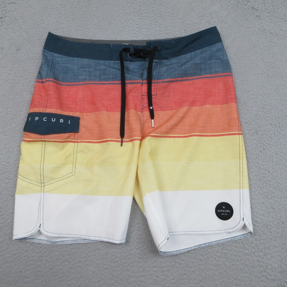 Rip Curl Boardshorts Mens 32 Sunset Stripe BSurf Swim Beach Quick Dry Colorblock